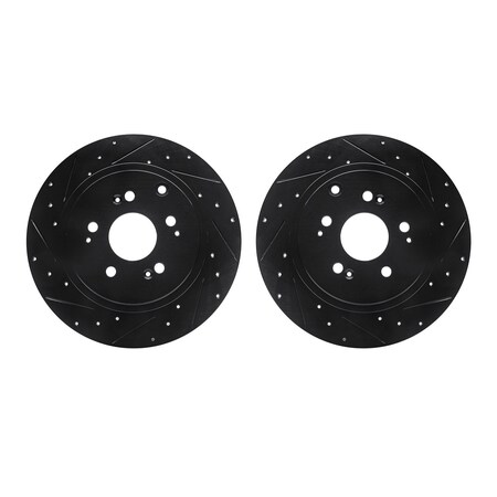 Dynamic Friction Co Rotors-Drilled and Slotted-Black, Zinc Plated black, Zinc Coated, 8002-59069 8002-59069